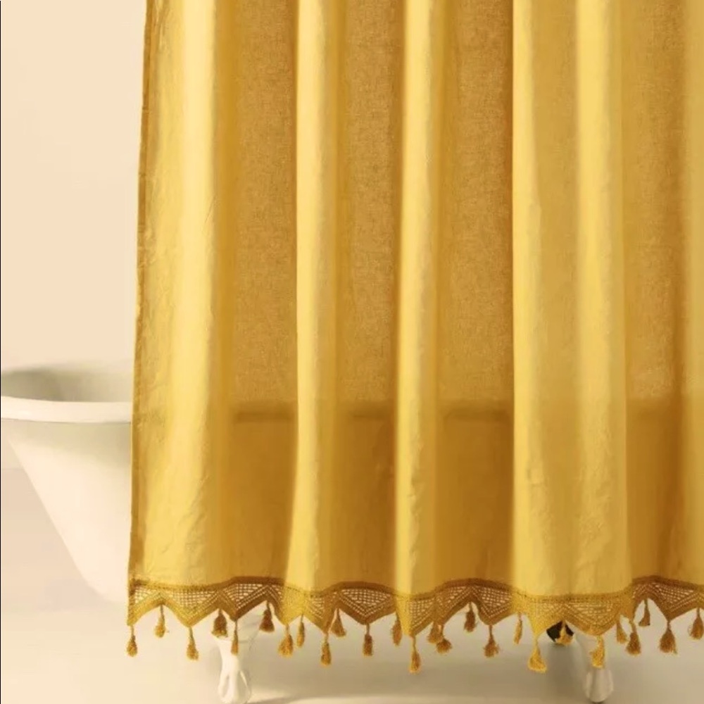 Anthropologie tasseled Antioch shower curtain
